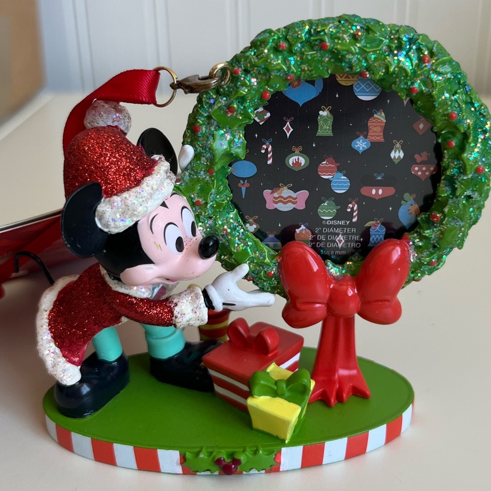Disney Magic Kingdom Christmas Mickey Mouse Photo Frame Ornament NWT